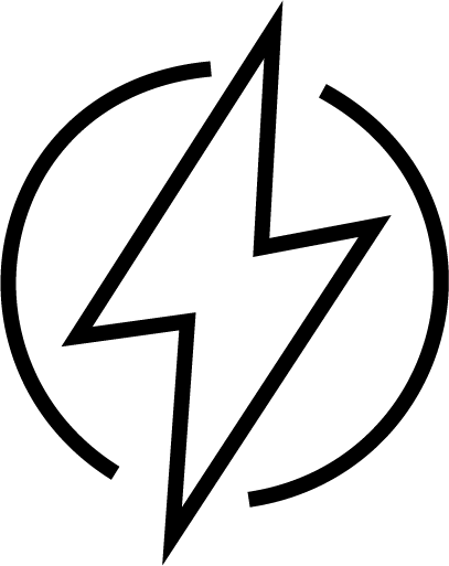 Blitz-Icon für Dachschutz und Energieeffizienz Blitz-Icon umgeben von einem unvollständigen Kreis