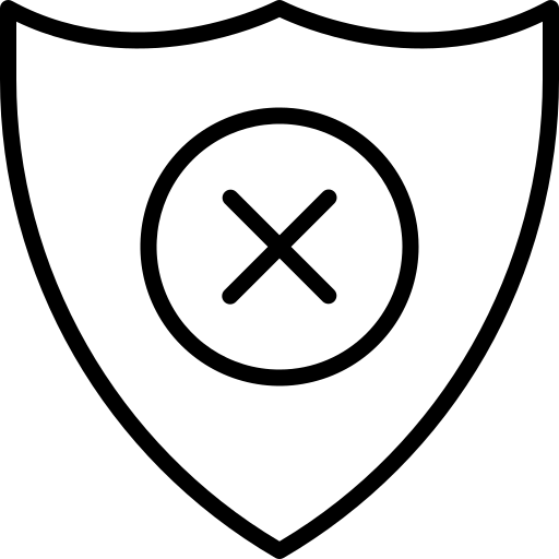kein-schutz Blitz-Icon umgeben von einem unvollständigen Kreis